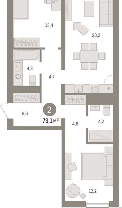 квартира г Тюмень ул Мысовская 26к/1 фото 2