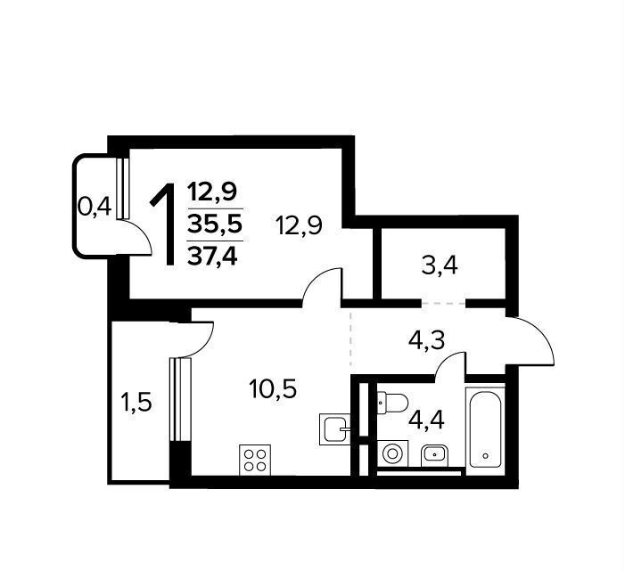 квартира г Щербинка квартал № 1 р-н Десёновское, № 61., корп. 6, п. Десеновское фото 1