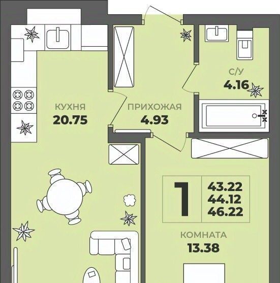 квартира г Калининград р-н Московский ул Генерала Толстикова 36к/1 фото 1