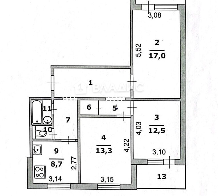 квартира г Белгород ул Щорса 47 фото 20