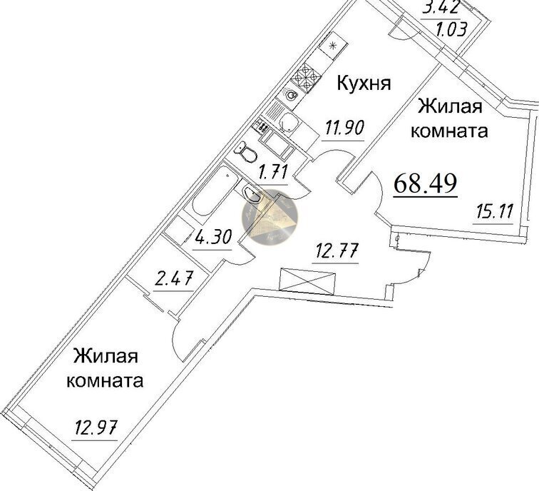 квартира г Санкт-Петербург метро Комендантский Проспект пр-кт Авиаконструкторов 54 квартал Modum округ Юнтолово фото 1