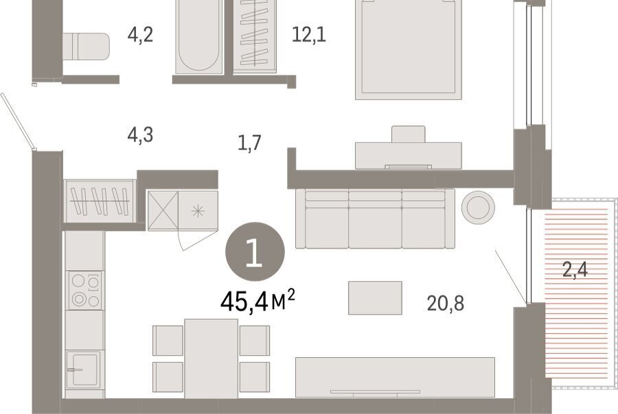 квартира г Тюмень ул Мысовская 26к/2 фото 2