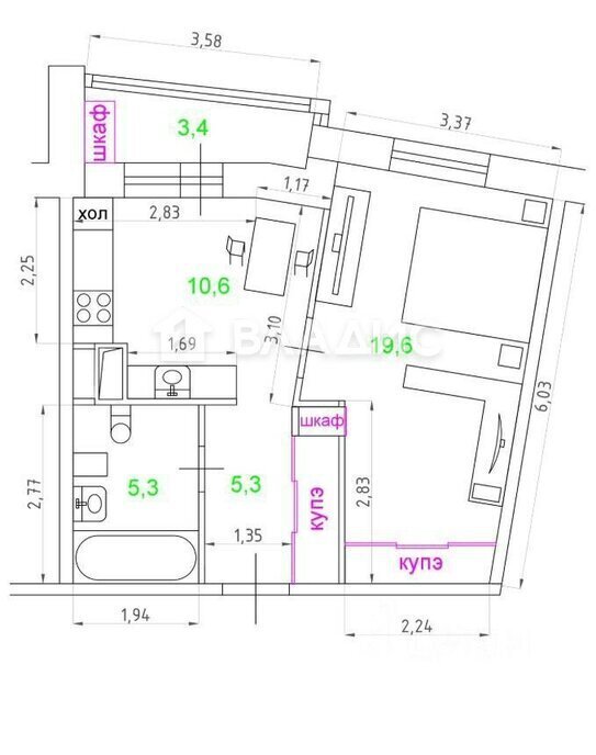 квартира г Санкт-Петербург метро Пролетарская пр-кт Обуховской Обороны 110к/1 фото 4