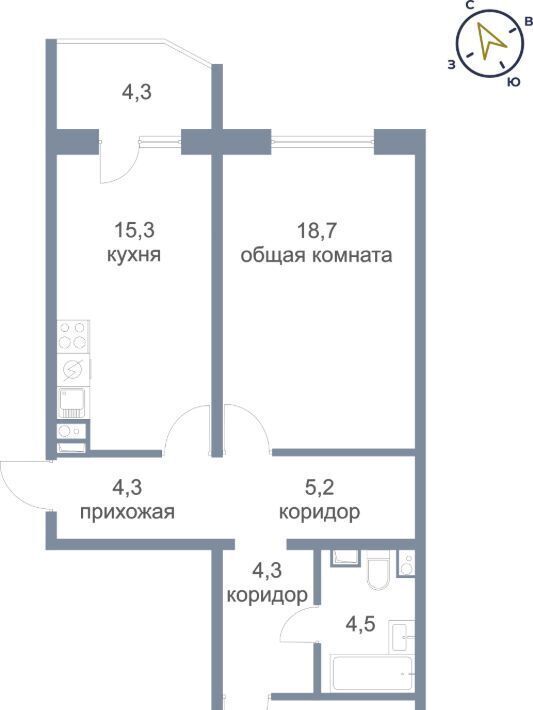 квартира г Нефтеюганск мкр 6-й ЖК «Сияние» фото 1