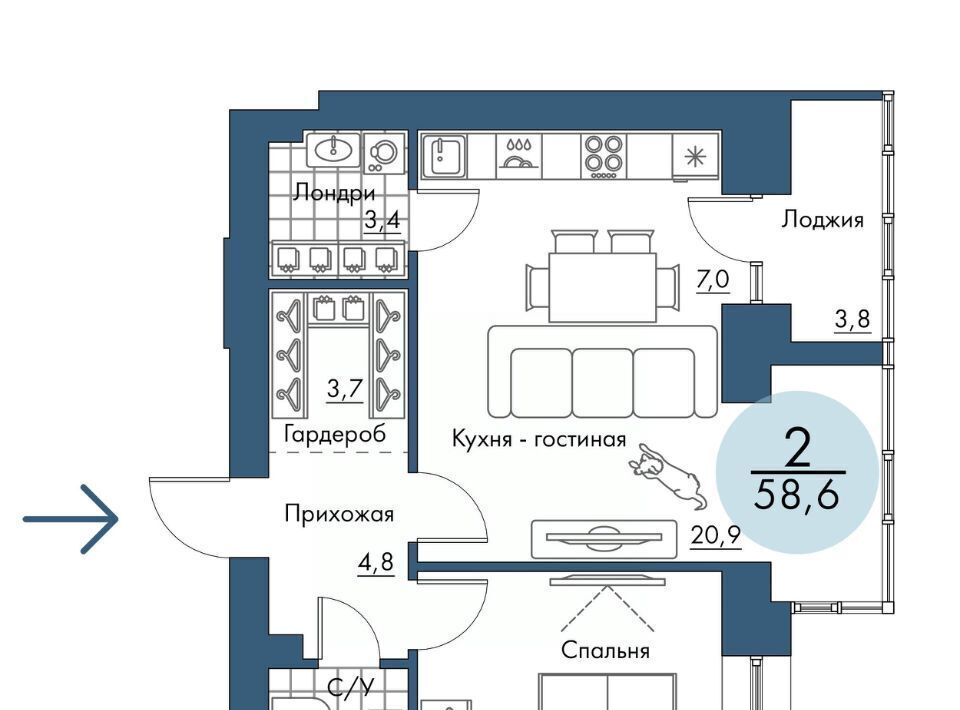 квартира г Красноярск р-н Свердловский Пашенный лофт-район «Портовый» Портовый жилой комплекс, 1 фото 1