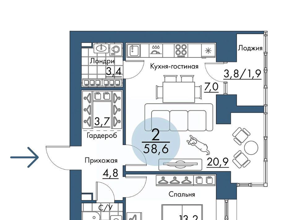 квартира г Красноярск р-н Свердловский Пашенный лофт-район «Портовый» Портовый жилой комплекс фото 1