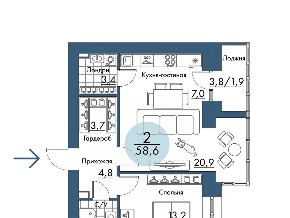 квартира г Красноярск р-н Свердловский Пашенный лофт-район «Портовый» Портовый жилой комплекс фото 1