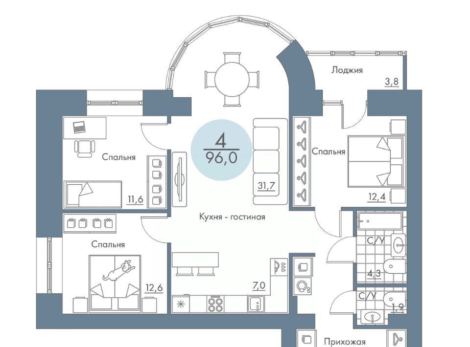 квартира г Красноярск р-н Свердловский Пашенный лофт-район «Портовый» Портовый жилой комплекс, 1 фото 1