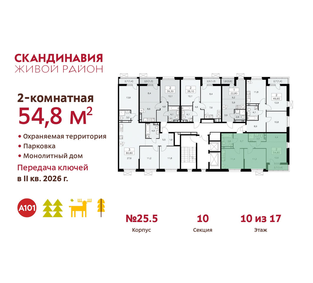 квартира г Москва п Сосенское жилой район «Скандинавия» б-р Скандинавский 25/5 Сосенское, Бутово фото 2