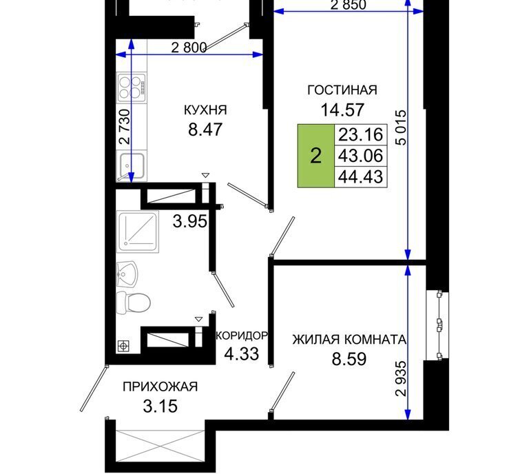 квартира г Ростов-на-Дону р-н Октябрьский пер Элеваторный 6/2с ЖК «Октябрь Парк» фото 1