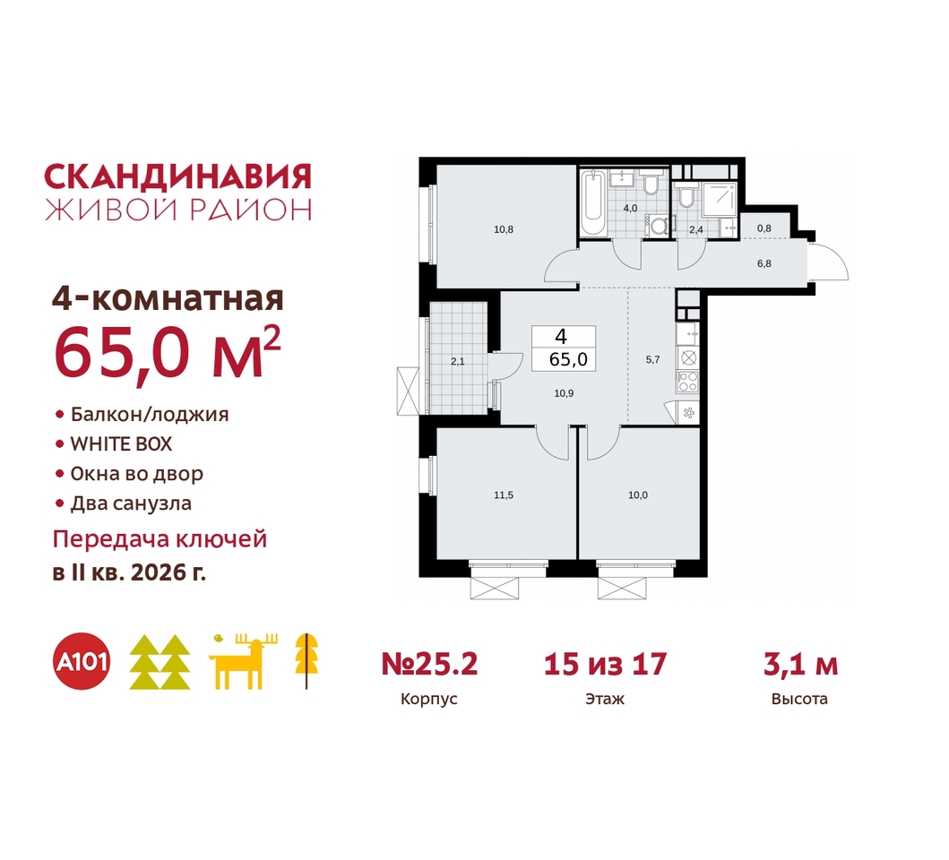 квартира г Москва п Сосенское жилой район «Скандинавия» б-р Скандинавский 25/2 Сосенское, Бутово фото 1