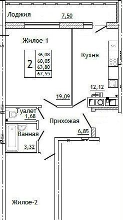 квартира г Смоленск р-н Промышленный ул Крупской 5 блок-секция 3, д. 54Б, 4 фото 1