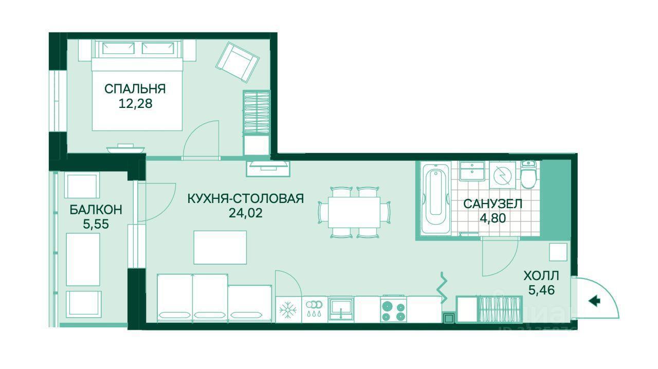 квартира г Санкт-Петербург р-н Красногвардейский ул Магнитогорская округ Большая Охта, ЖК «Magnifika», 3 к 2 с 1, Ленинградская область фото 20