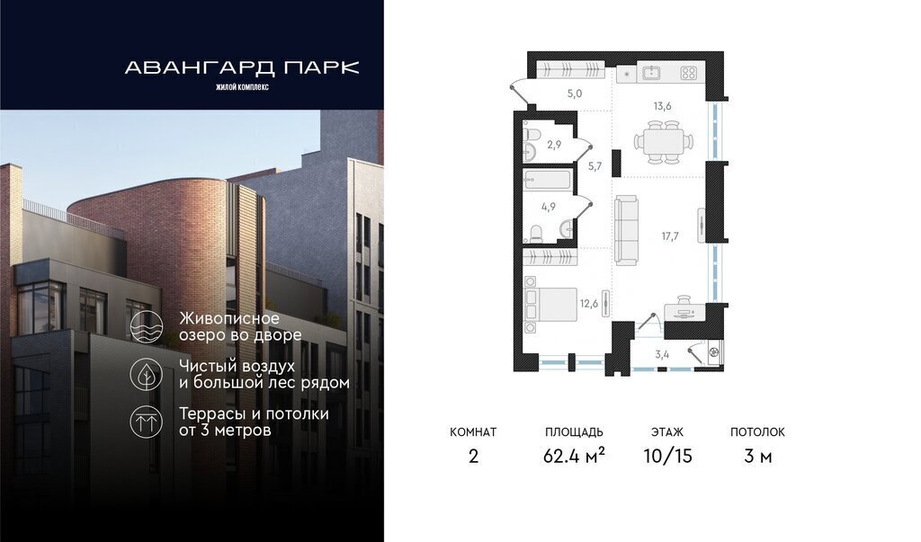 квартира г Новосибирск р-н Заельцовский Заельцовская Карьер Мочище ЖК Авангард Парк фото 1