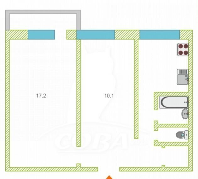 квартира г Тюмень р-н Центральный ул Ватутина 24 фото 13