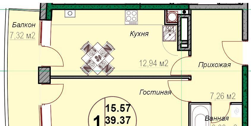 квартира г Горячий Ключ ул Ленина 184к/1 ЖК «Триумф» фото 18