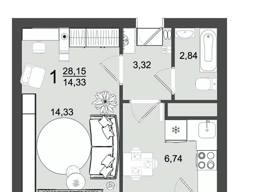 квартира г Клин п Майданово 2к 4 фото 1