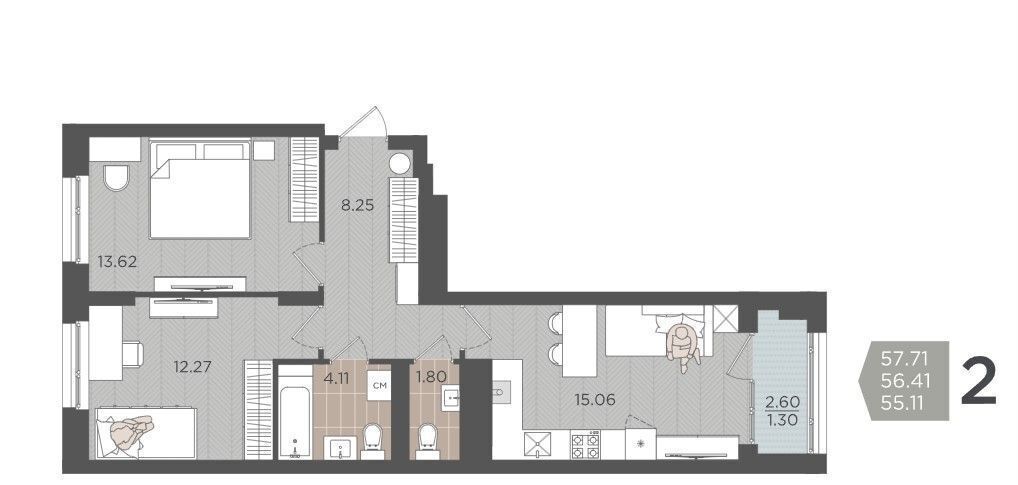 квартира г Калининград р-н Московский ул Батальная з/у 65Б фото 24