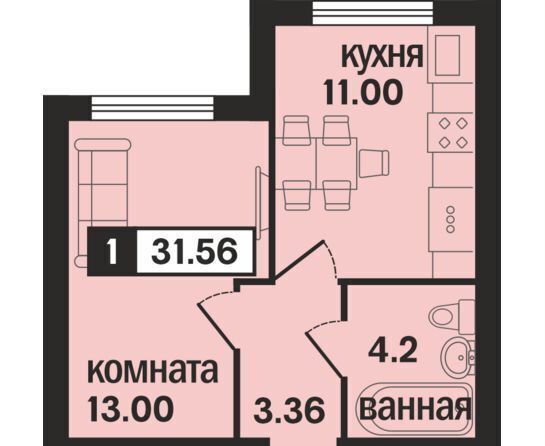 квартира г Муром ул 3-я Новослободская 4 ЖК «Новая Слобода» фото 3