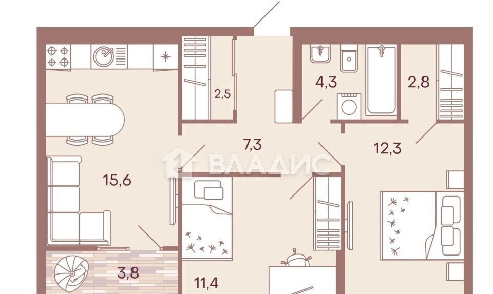 квартира г Пенза р-н Железнодорожный ул Измайлова 38 фото 22