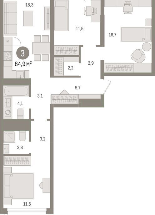 квартира г Тюмень ул Мысовская 26к/1 фото 2