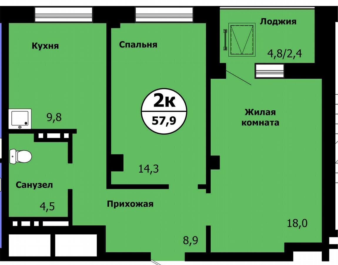 квартира г Красноярск р-н Свердловский ул Лесников 1 фото 1