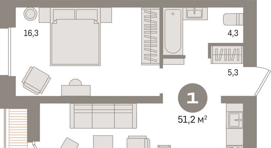 квартира г Сургут 35-й микрорайон ЖК квартал Новин 35-й фото 2