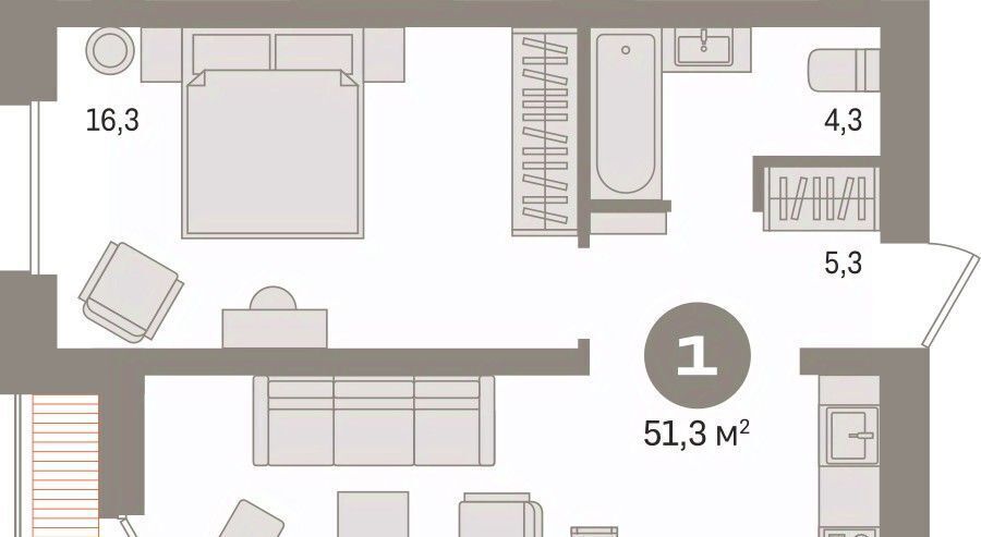 квартира г Сургут 35-й микрорайон ЖК квартал Новин 35-й фото 2