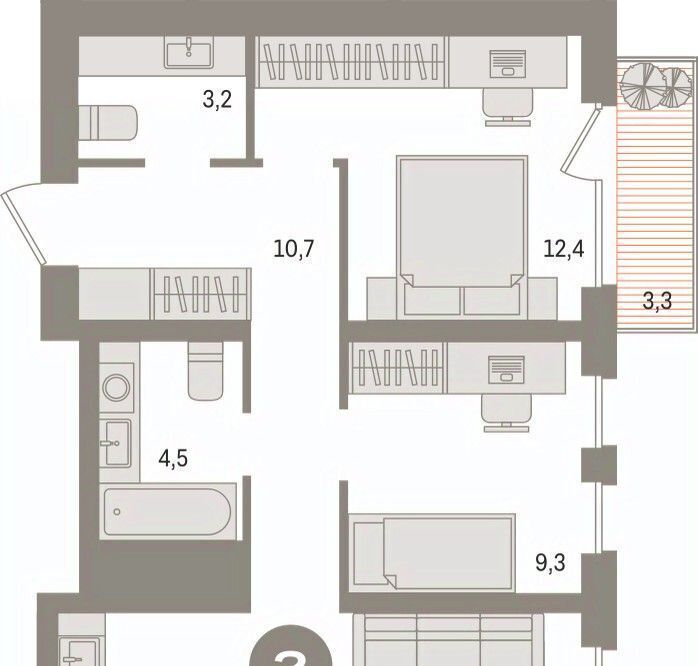 квартира г Сургут 35-й микрорайон ЖК квартал Новин 35-й фото 2