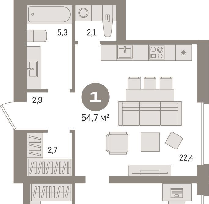 квартира г Сургут 35-й микрорайон ЖК квартал Новин 35-й фото 2