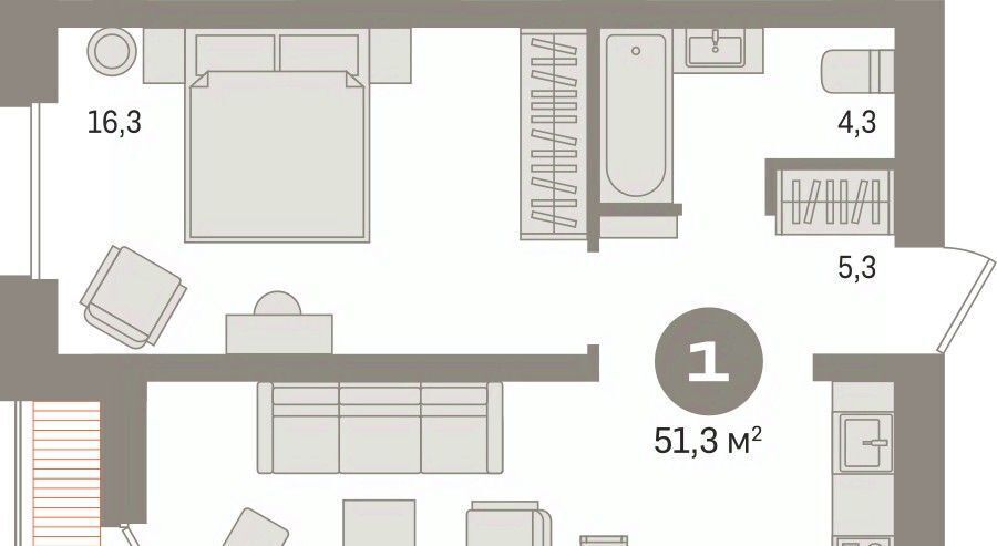 квартира г Сургут 35-й микрорайон ЖК квартал Новин 35-й фото 2