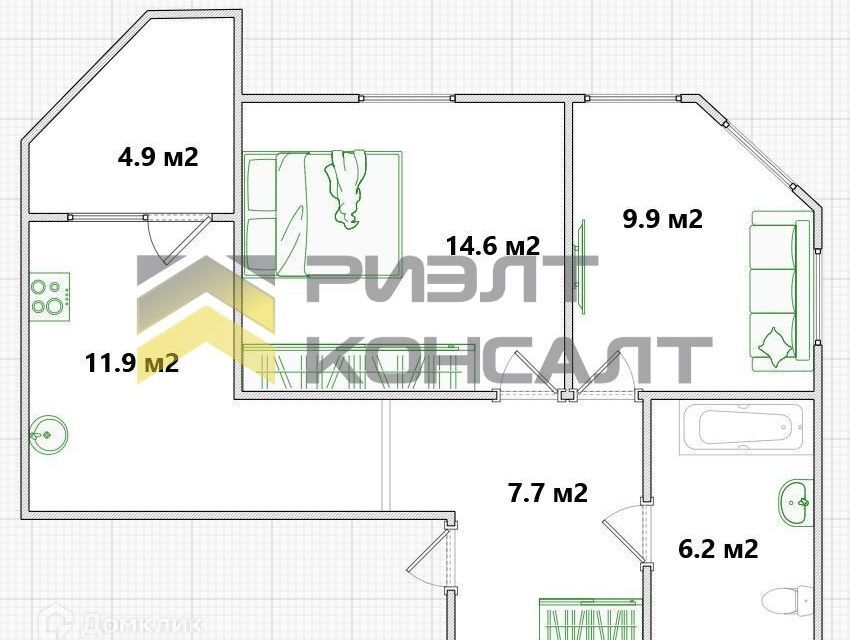 квартира г Омск ул Енисейская 28 Омск городской округ, 3-я фото 3