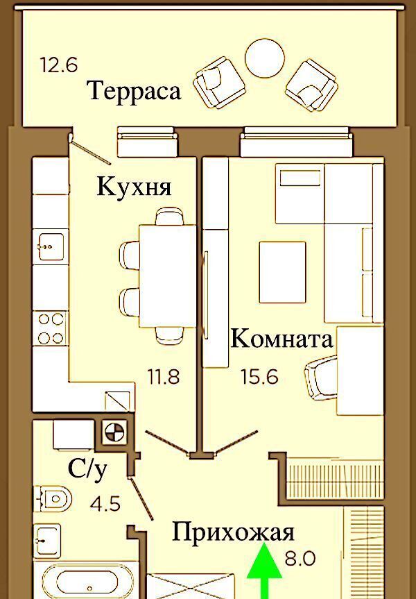 квартира г Калининград р-н Ленинградский ул Рассветная 23 фото 28