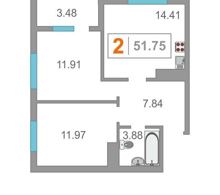 квартира г Тюмень ул Ставропольская 97к/4 фото 2