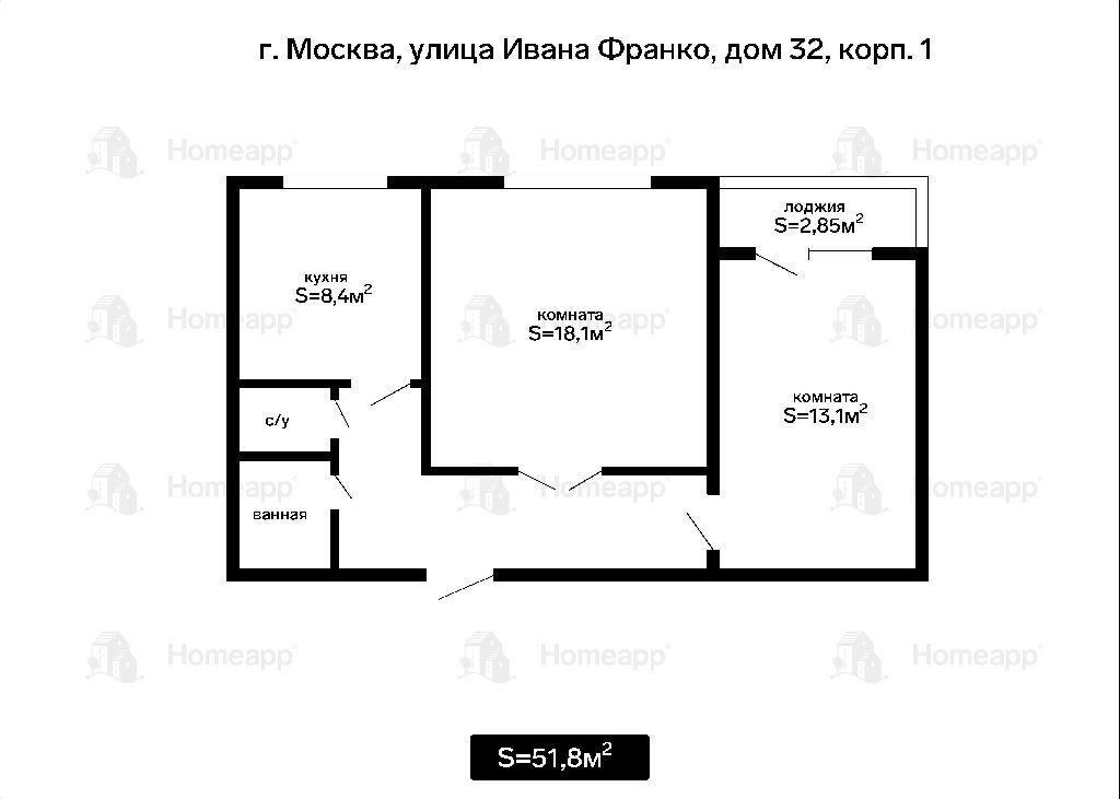 квартира г Москва метро Рабочий Поселок МЦД-1, Рабочий Поселок МЦД-1, МЦД-1 Западный адм. округ Ивана Франко ул., 32К 1 фото 28