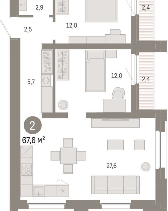 квартира г Тюмень ул Мысовская 26к/2 фото 2