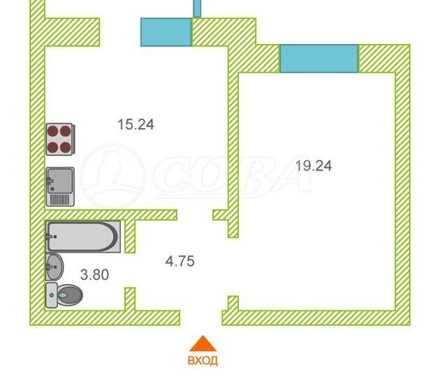 квартира г Тюмень ул Баумана 12к/1 фото 3