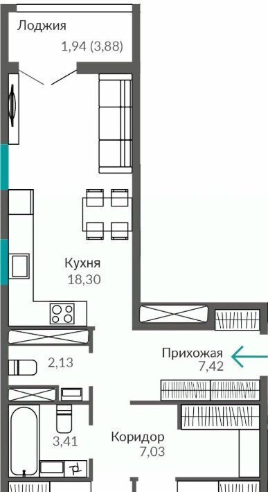 квартира г Симферополь р-н Киевский Крымская Роза ЖК "АБРИКОС" фото 1