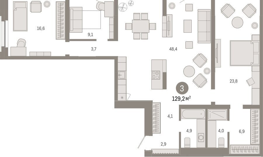 квартира г Тюмень ул Мысовская 26к/2 фото 2