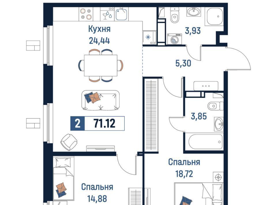 квартира р-н Всеволожский г Мурино Девяткино фото 1