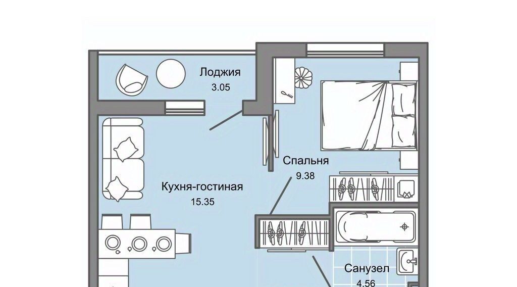 квартира г Ульяновск р-н Заволжский Новый Город ЖК «Светлые кварталы» 2 фото 1