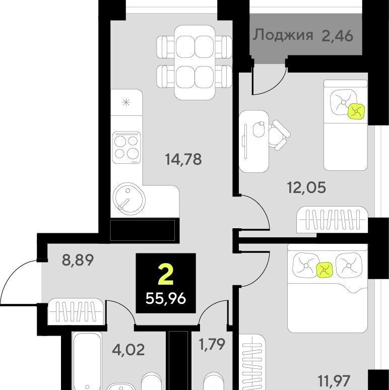 квартира г Тюмень р-н Центральный ЖК «‎Окинава» ул. братьев Бондаревых/ул. Пожарных и Спасателей, стр фото 1