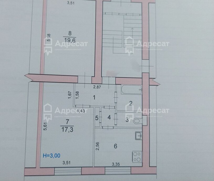квартира г Волгоград р-н Советский ул Даугавская 3 фото 5