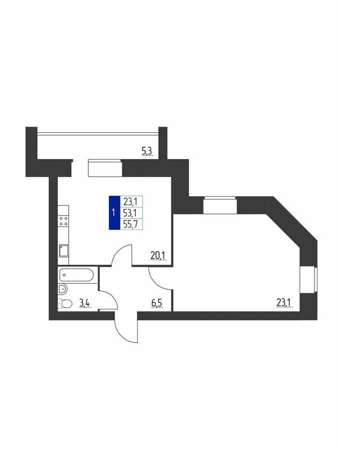 квартира г Октябрьский пр-кт Ленина 84 блок-секция 1 фото 1
