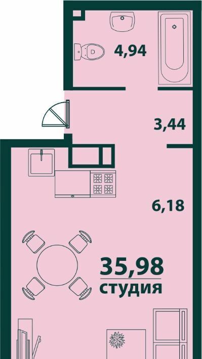 квартира г Ульяновск р-н Засвияжский 19-й микрорайон ЖК «‎Аквамарин 2» 4 фото 1