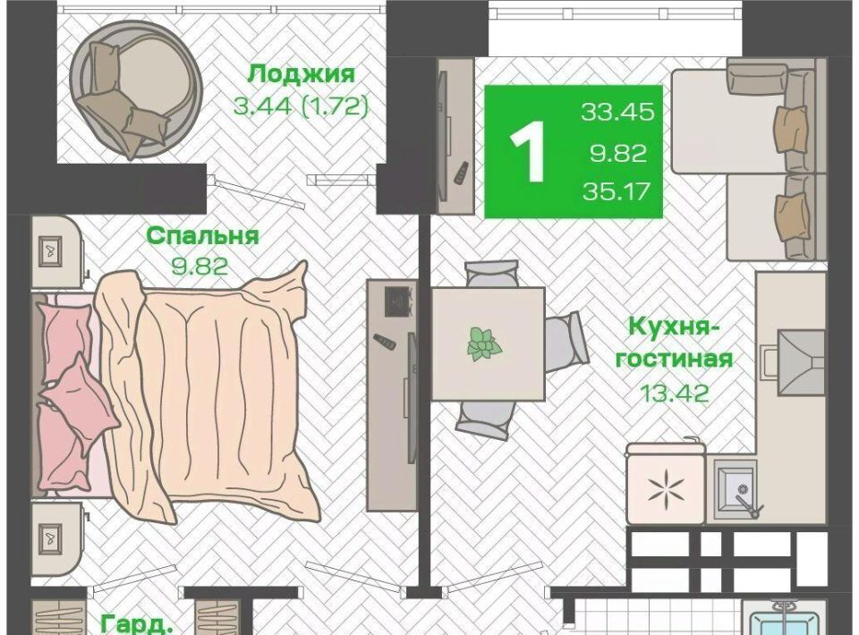квартира г Владивосток р-н Ленинский ЖК «Зеленый бульвар» фото 1