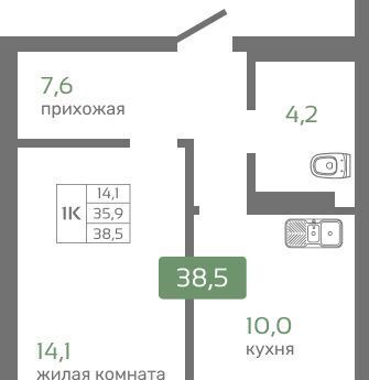 квартира г Красноярск р-н Октябрьский Мясокомбинат ЖК «Кедр» фото 1