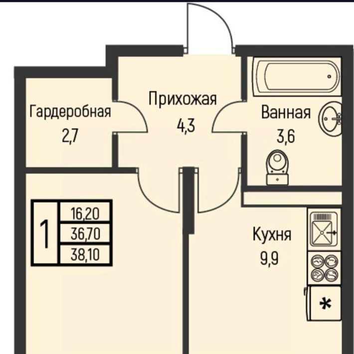 квартира г Краснодар п Березовый ул им. Лодыгина А.Н. 6к/13 р-н Прикубанский фото 1
