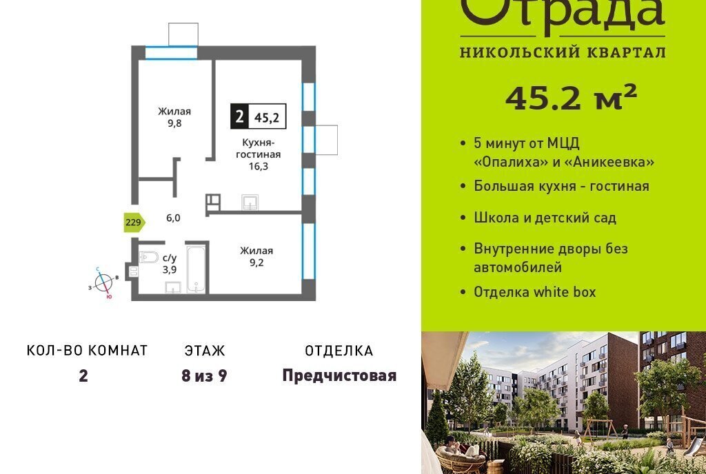 квартира г Красногорск мкр Опалиха жилой комплекс Никольский Квартал Отрада, к 11, Аникеевка фото 1