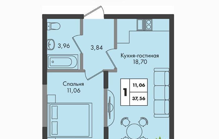 квартира г Краснодар р-н Прикубанский ул им. генерала Брусилова 1/2 5 лит фото 1